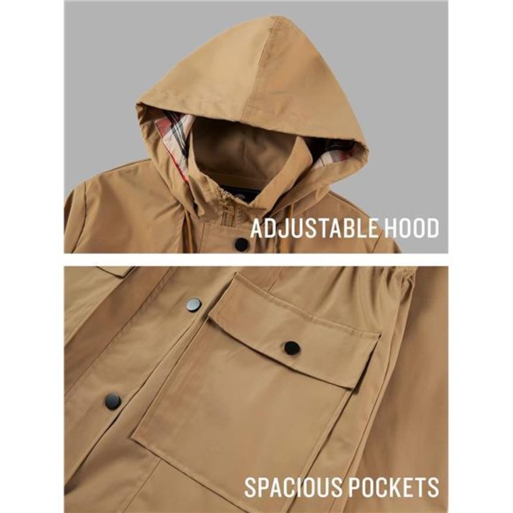 Waterproof Rain Jacket Lightweight Raincoat Hooded Windbreaker  For Women - Picture 5 of 7